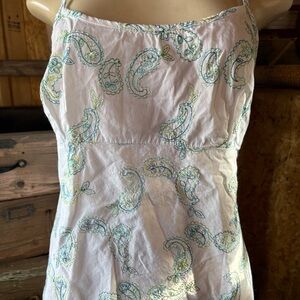 Vintage Y2K Valerie Stevens White Top with Paisley Accents